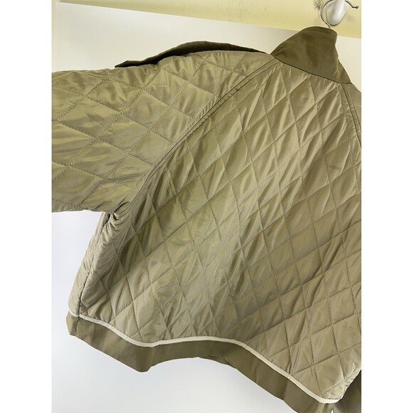 Grey Lab Quilted Jacket Olive Stand Collar Hidden Zip Button Cuff Womens Medium - Picture 10 of 16